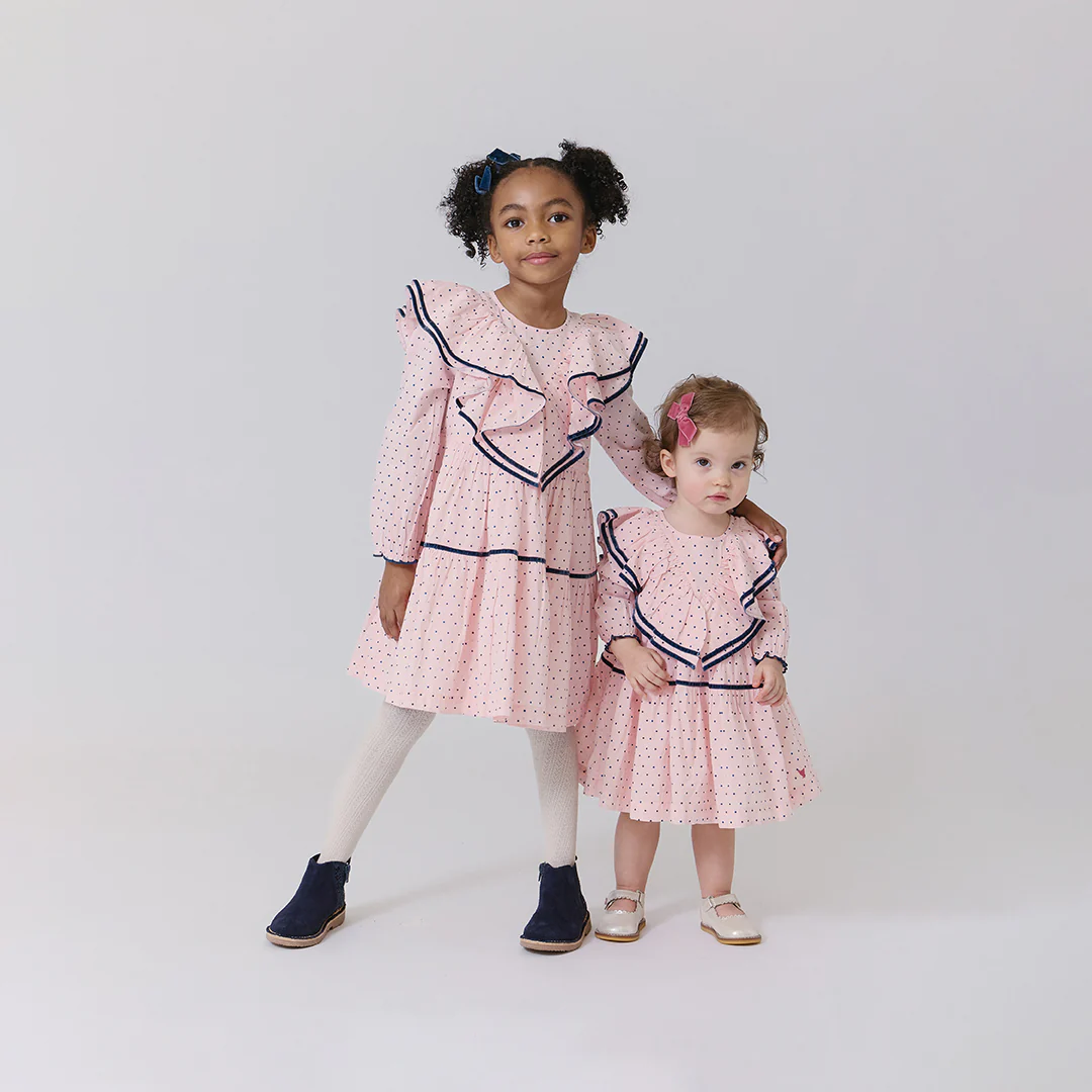 Girls Raphaela Dress - Strawberry Cream Polka Dot - Image 5