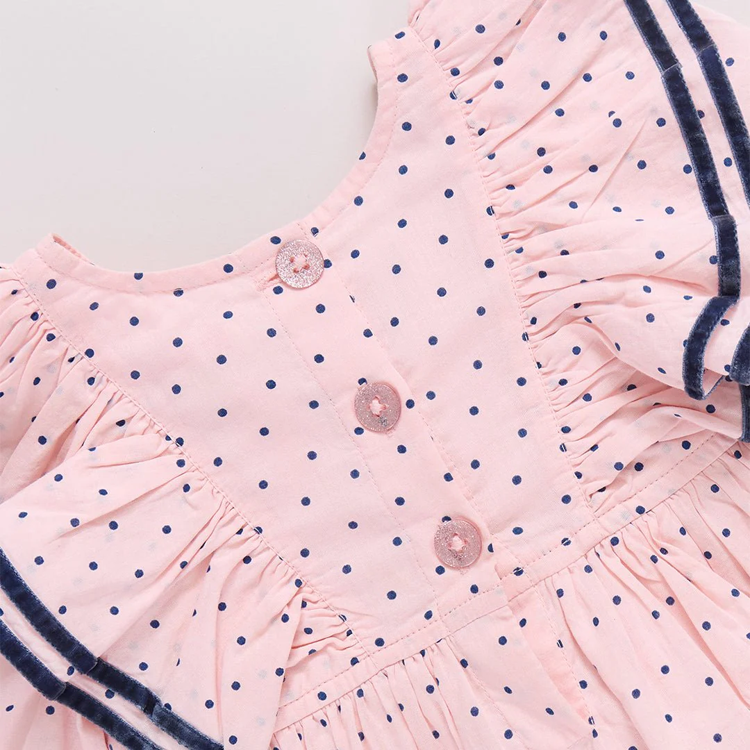 Girls Raphaela Dress - Strawberry Cream Polka Dot - Image 8