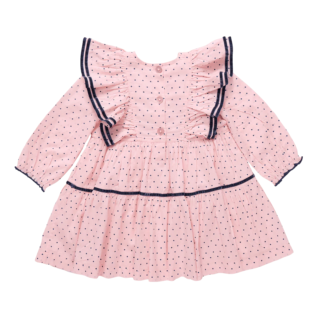Girls Raphaela Dress - Strawberry Cream Polka Dot - Image 9