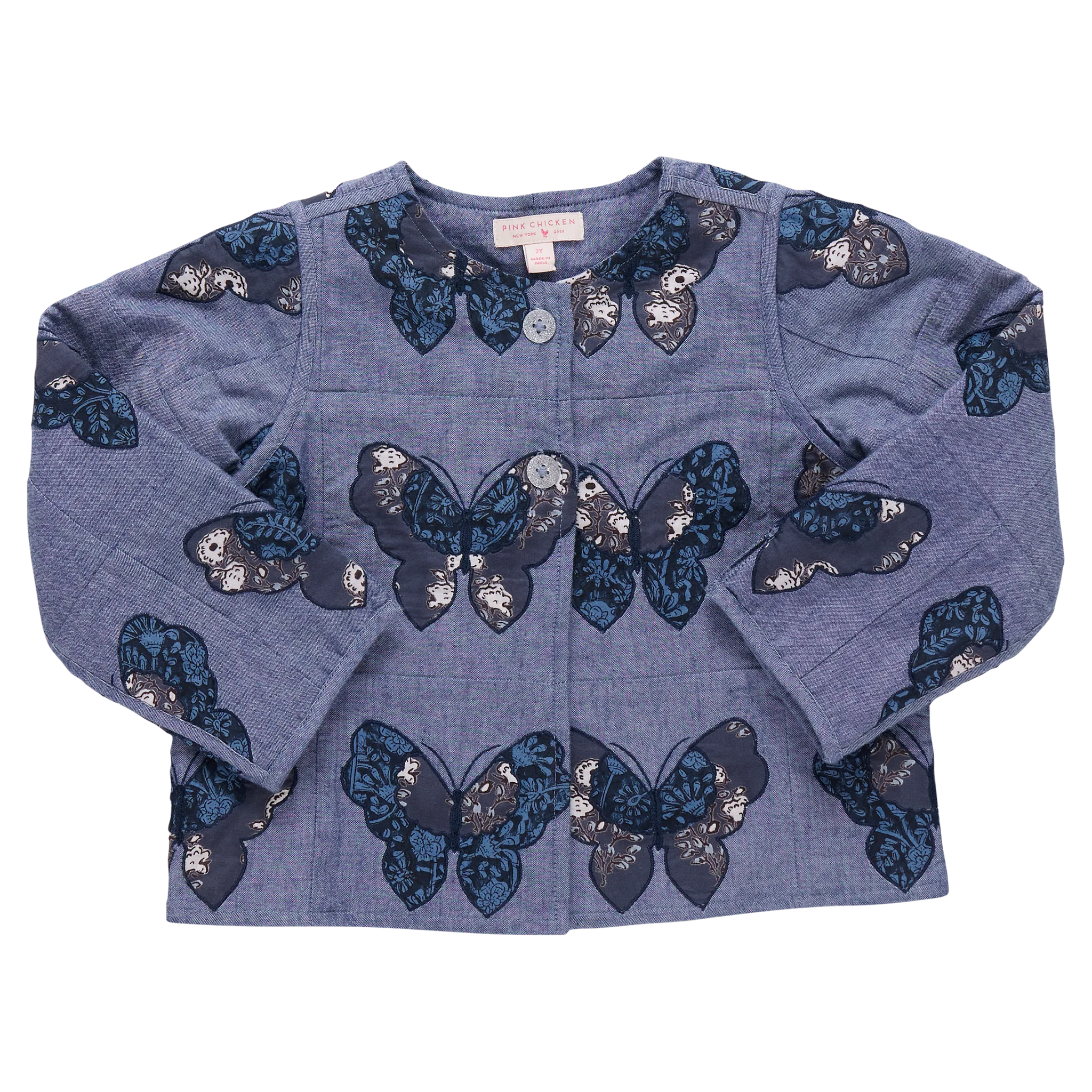 Girls Reversible Quilted Jacket - Quilted Butterfly
