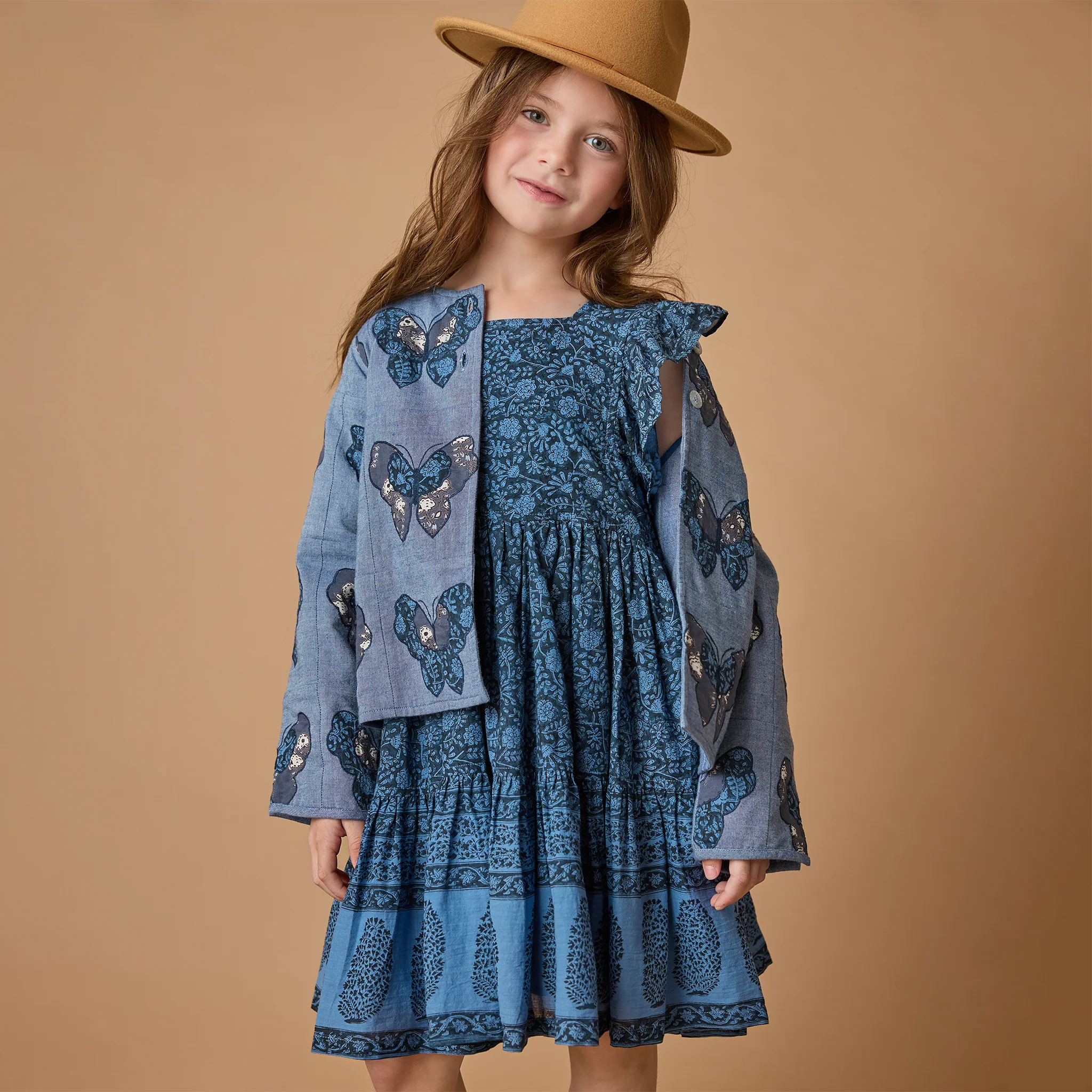 Girls Reversible Quilted Jacket - Quilted Butterfly - Image 2