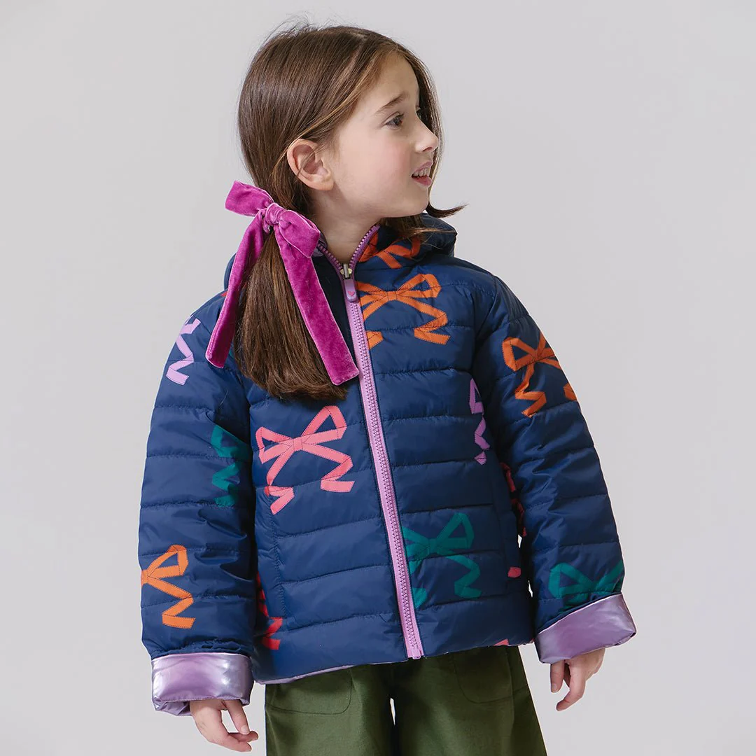 Girls Reversible Riley Jacket - Multi Bows - Image 2
