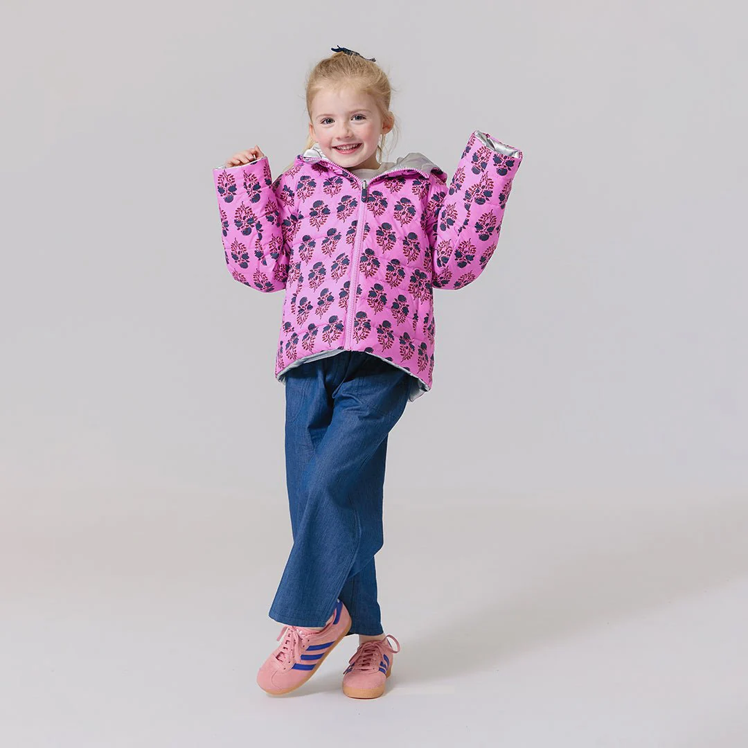 Girls Reversible Riley Jacket - Pink Strawflower - Image 2