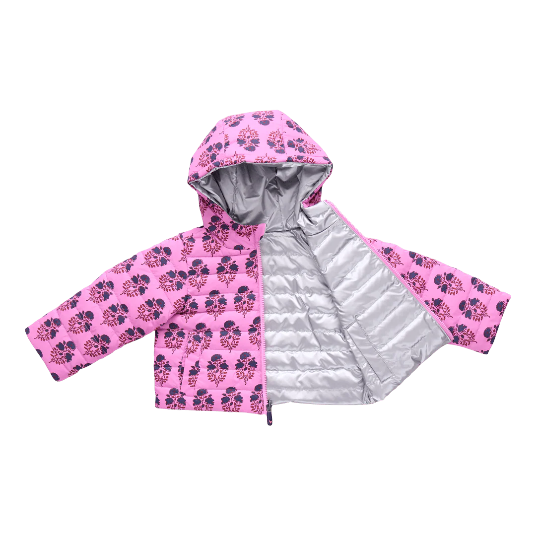 Girls Reversible Riley Jacket - Pink Strawflower - Image 3