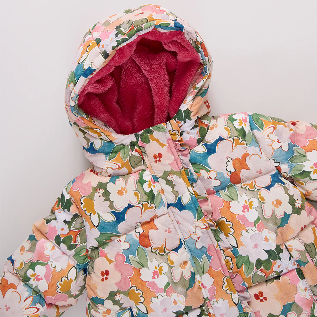 Girls Ruffle Pete Puffer - Watercolor Floral - Image 5