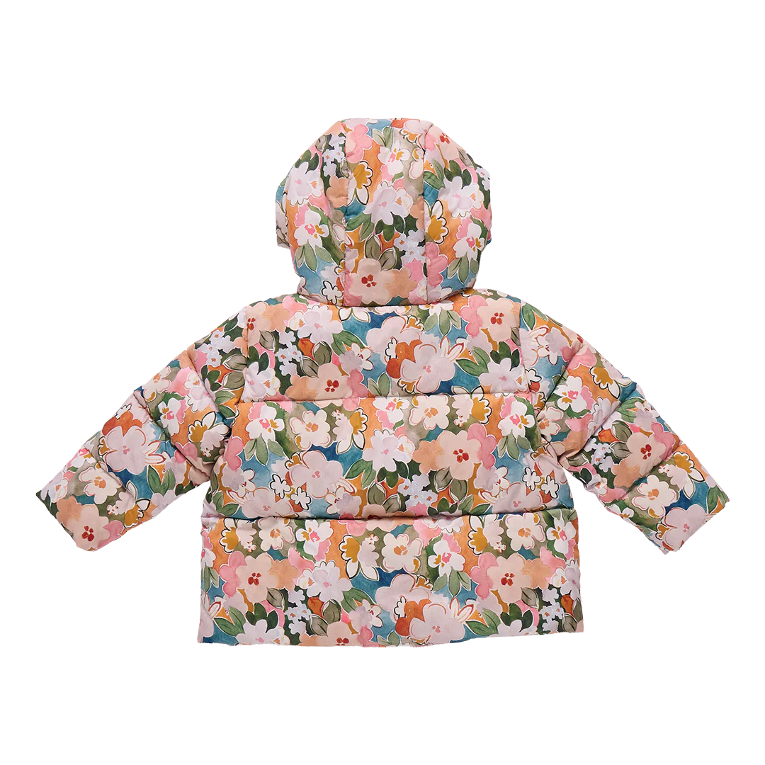 Girls Ruffle Pete Puffer - Watercolor Floral - Image 6