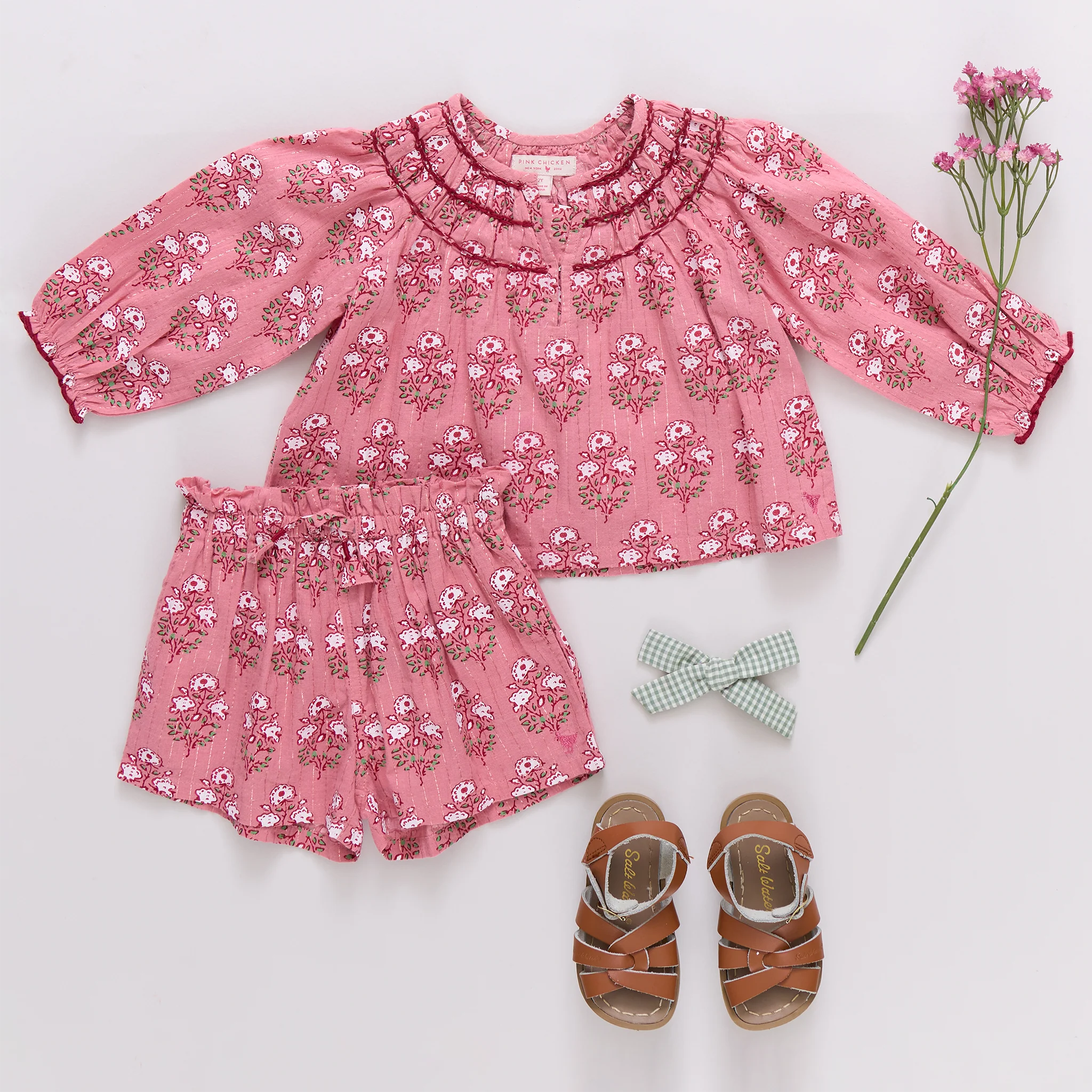 Girls Theodore Short - Pink Strawflower - Image 3