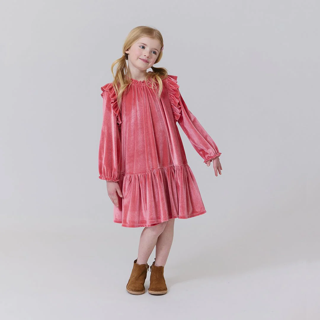 Girls Velour Harper Dress - Desert Rose - Image 2