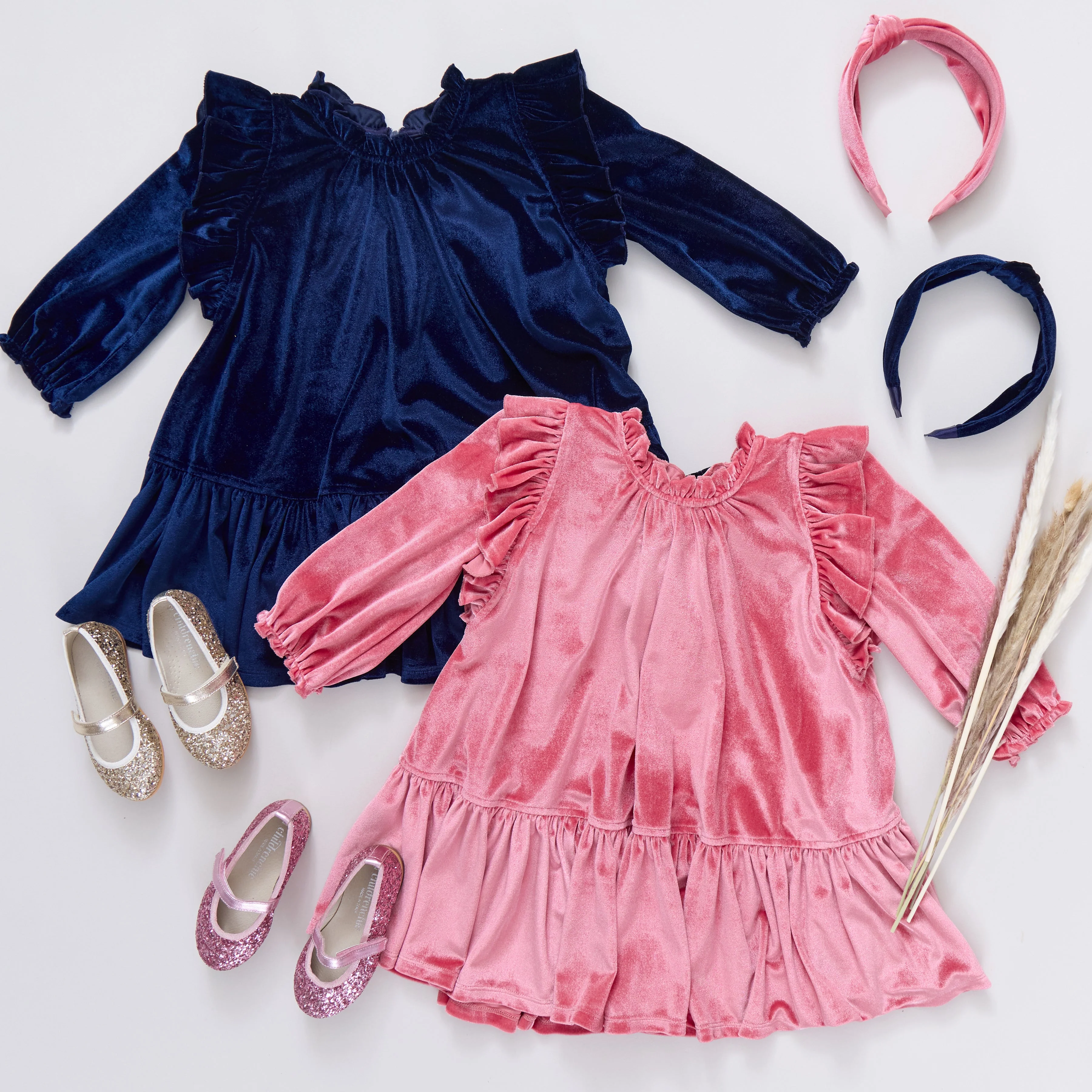 Girls Velour Harper Dress - Desert Rose - Image 3
