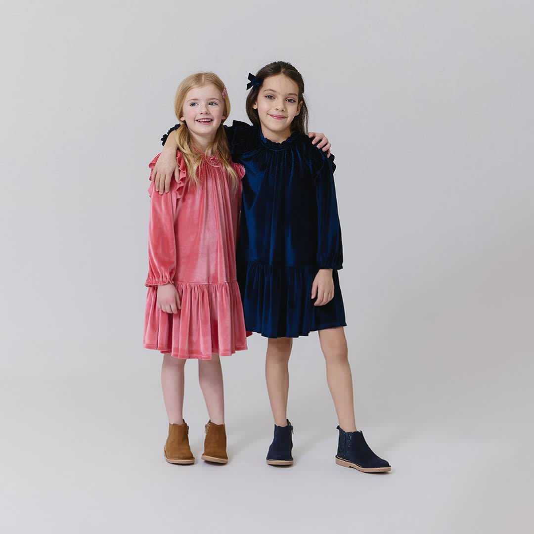 Girls Velour Harper Dress - Desert Rose - Image 4
