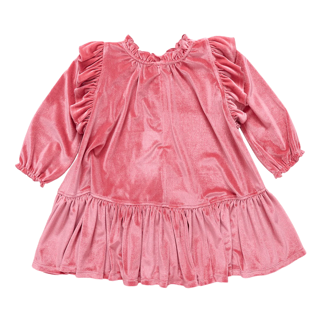 Girls Velour Harper Dress - Desert Rose - Image 5