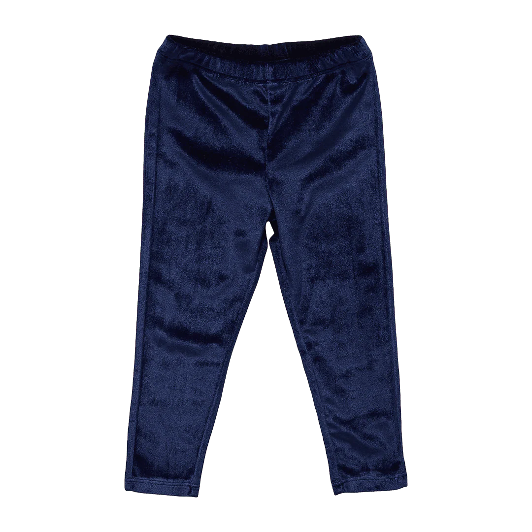 Girls Velour Legging - Navy
