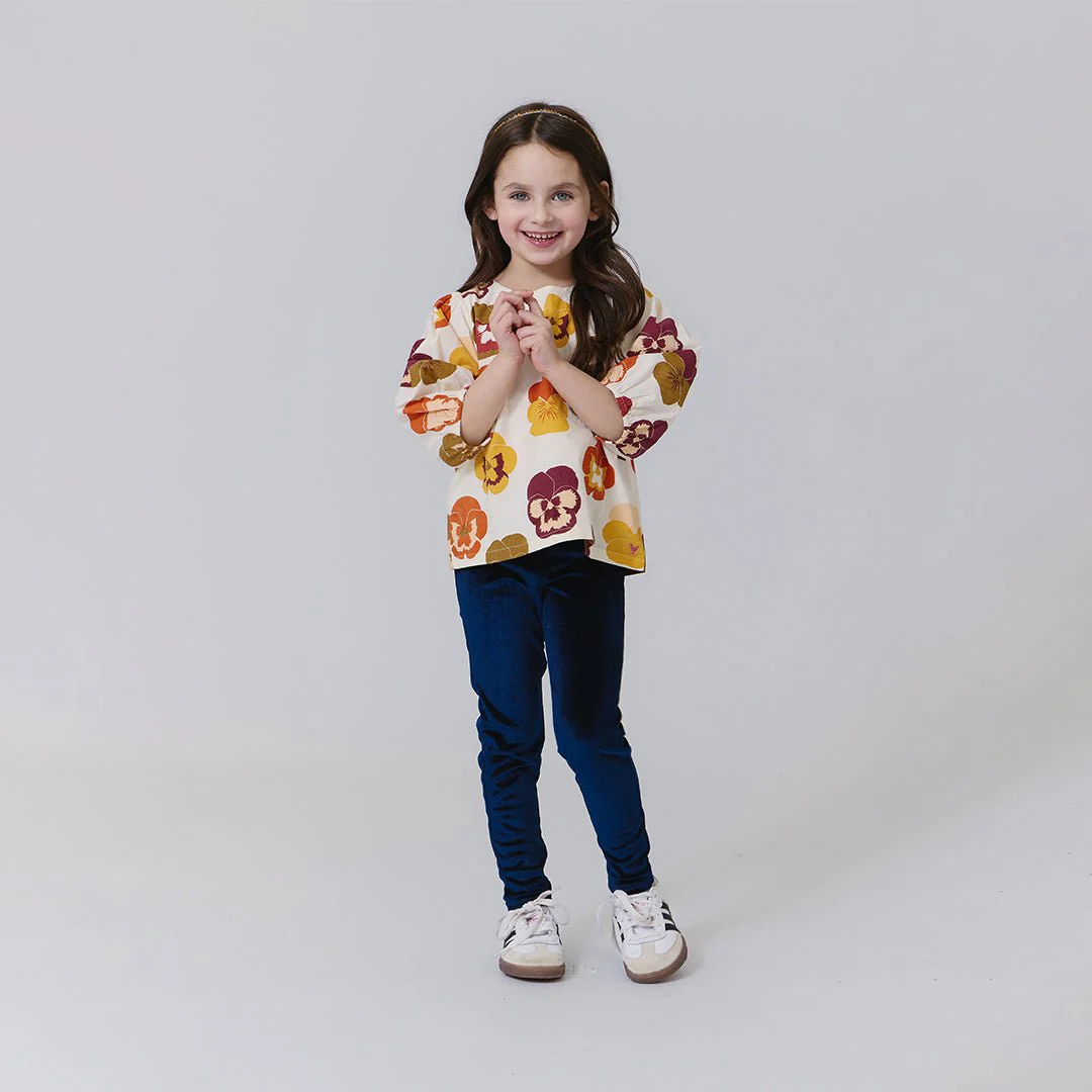 Girls Velour Legging - Navy - Image 2