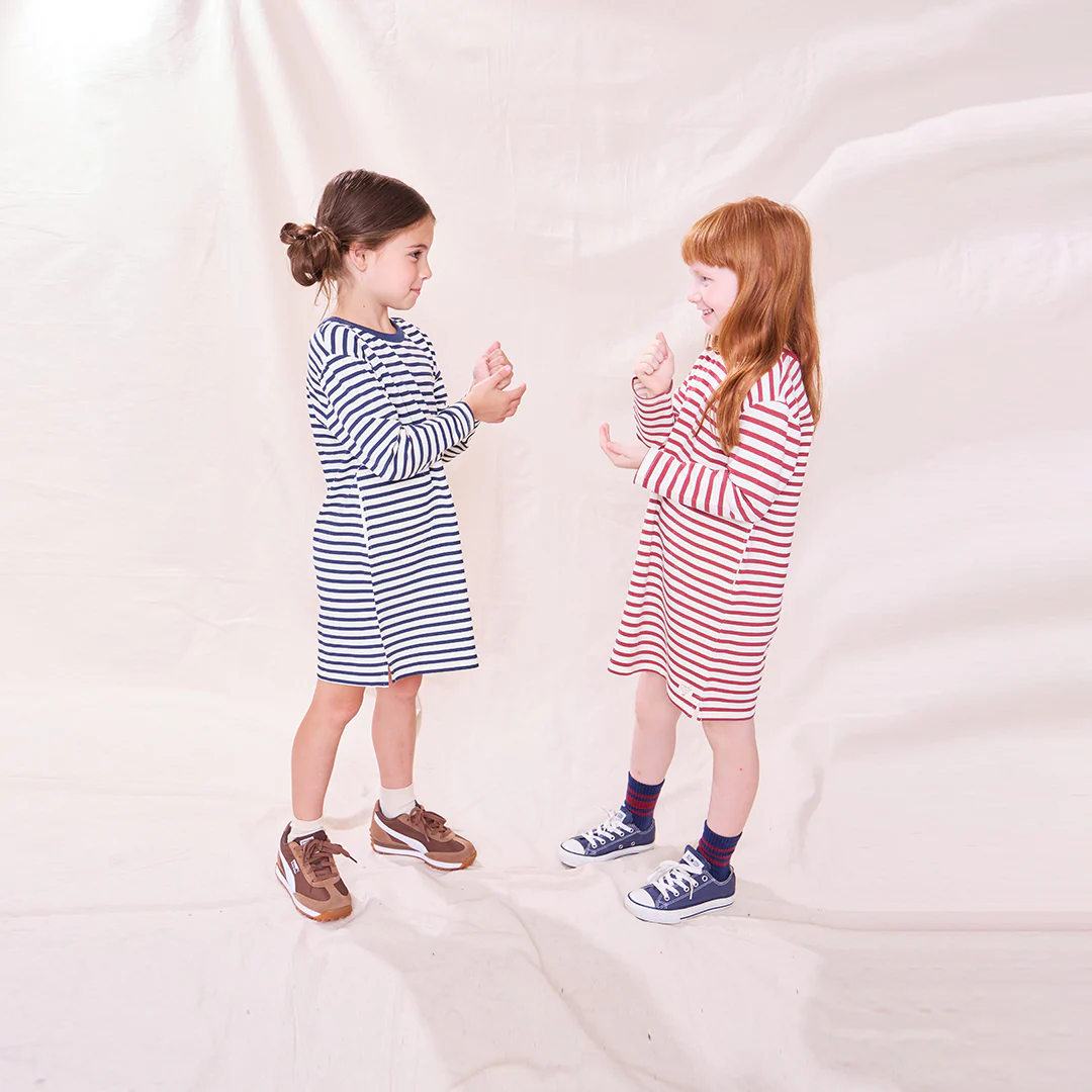 Hopscotch Long Sleeve Dress - Navy Stripe - Image 4