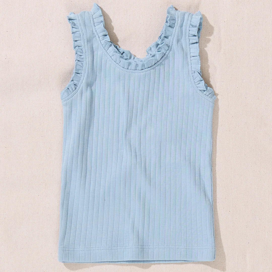 Joy Ruffle Rib Tank - Light Blue