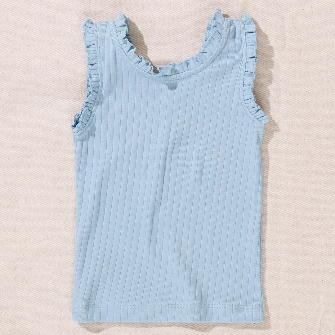 Joy Ruffle Rib Tank - Light Blue - Image 5