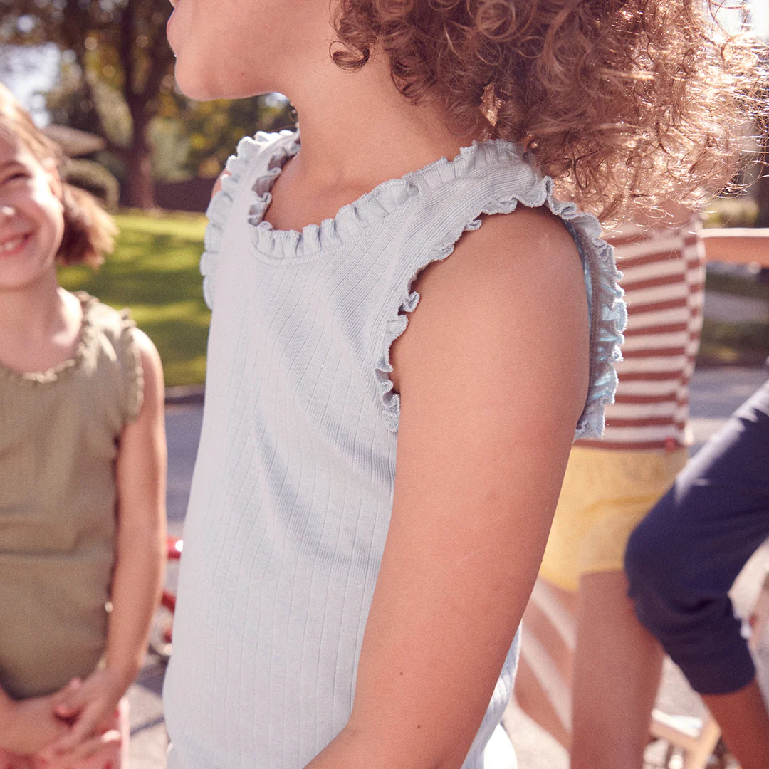 Joy Ruffle Rib Tank - Navy - Image 3