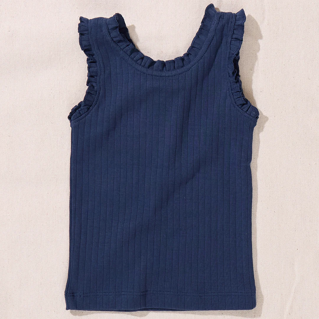 Joy Ruffle Rib Tank - Navy - Image 5