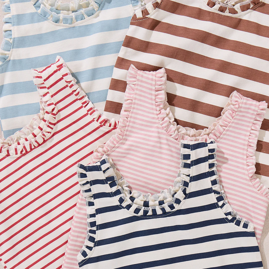 Joy Ruffle Tank - Navy Stripe - Image 3