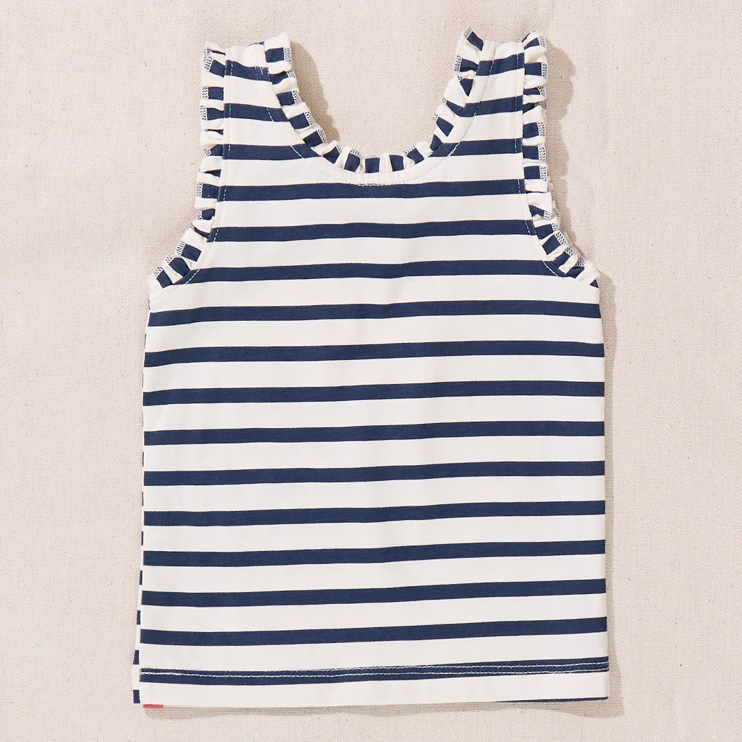 Joy Ruffle Tank - Navy Stripe - Image 6