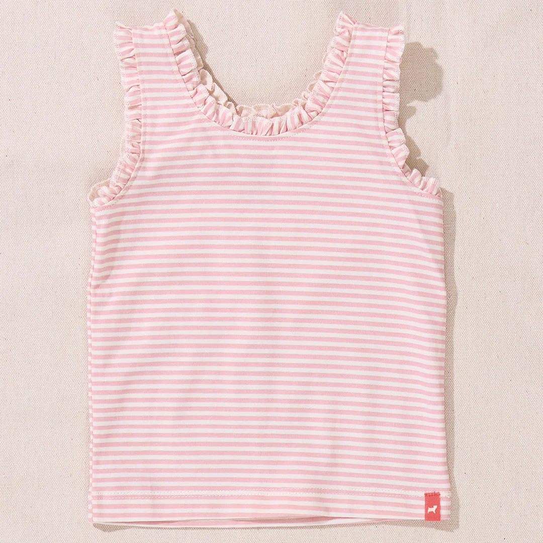 Joy Ruffle Tank - Pink Stripe