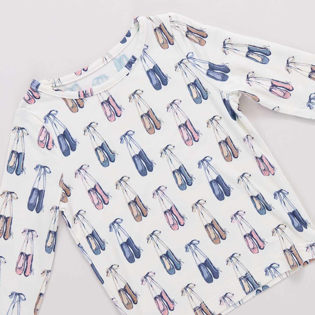 Kids Bamboo PJ Set - Ballet Slippers - Image 3