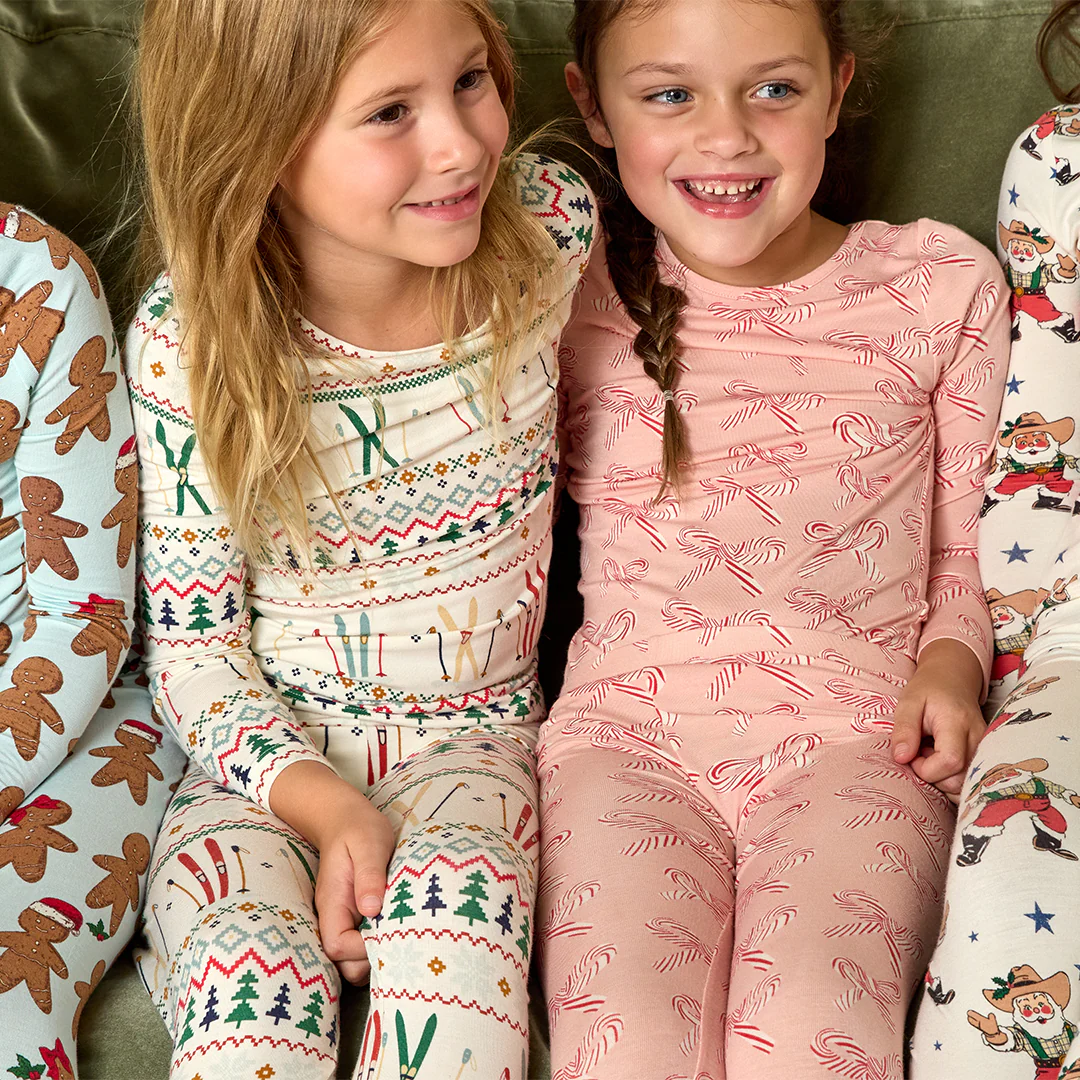 Kids Bamboo PJ Set - Candy Cane Bows - Image 4