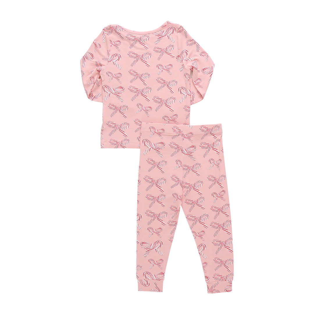 Kids Bamboo PJ Set - Candy Cane Bows - Image 6