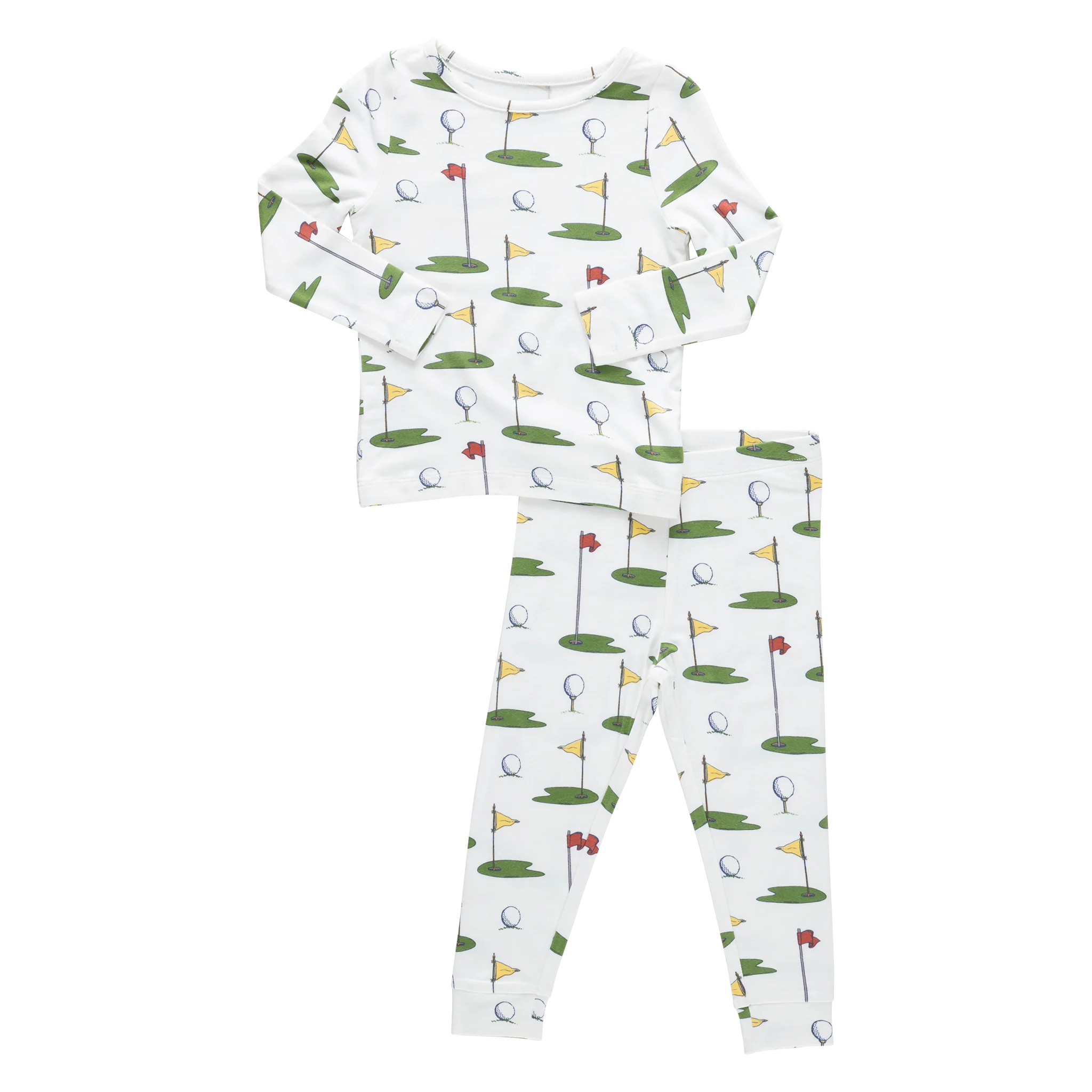 Kids Bamboo PJ Set - Cream Golf Tournament