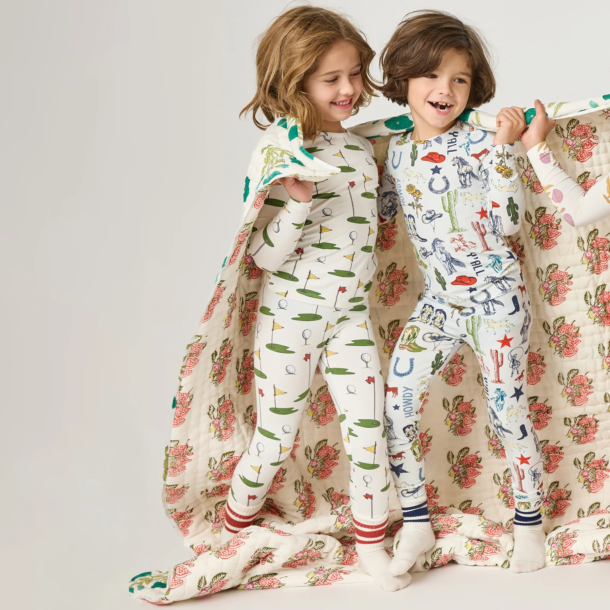 Kids Bamboo PJ Set - Cream Golf Tournament - Image 2