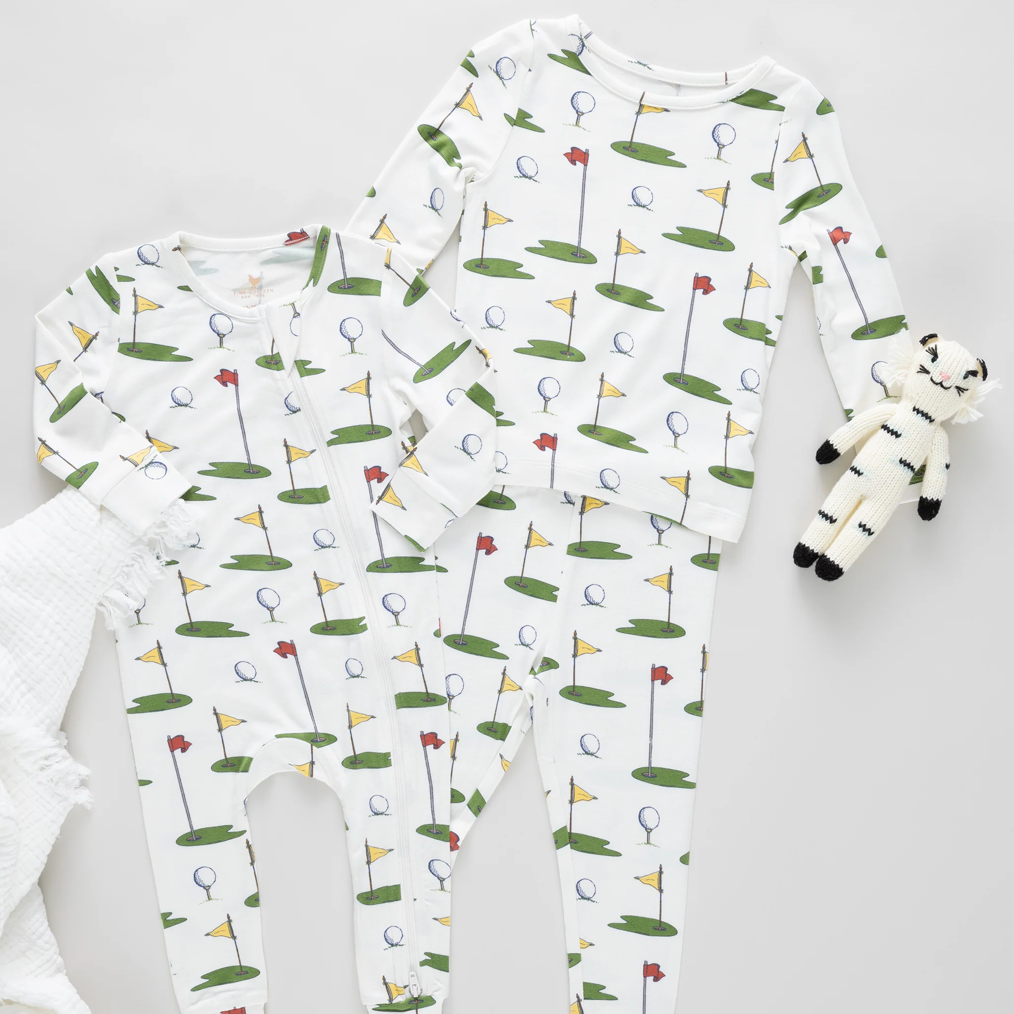 Kids Bamboo PJ Set - Cream Golf Tournament - Image 3