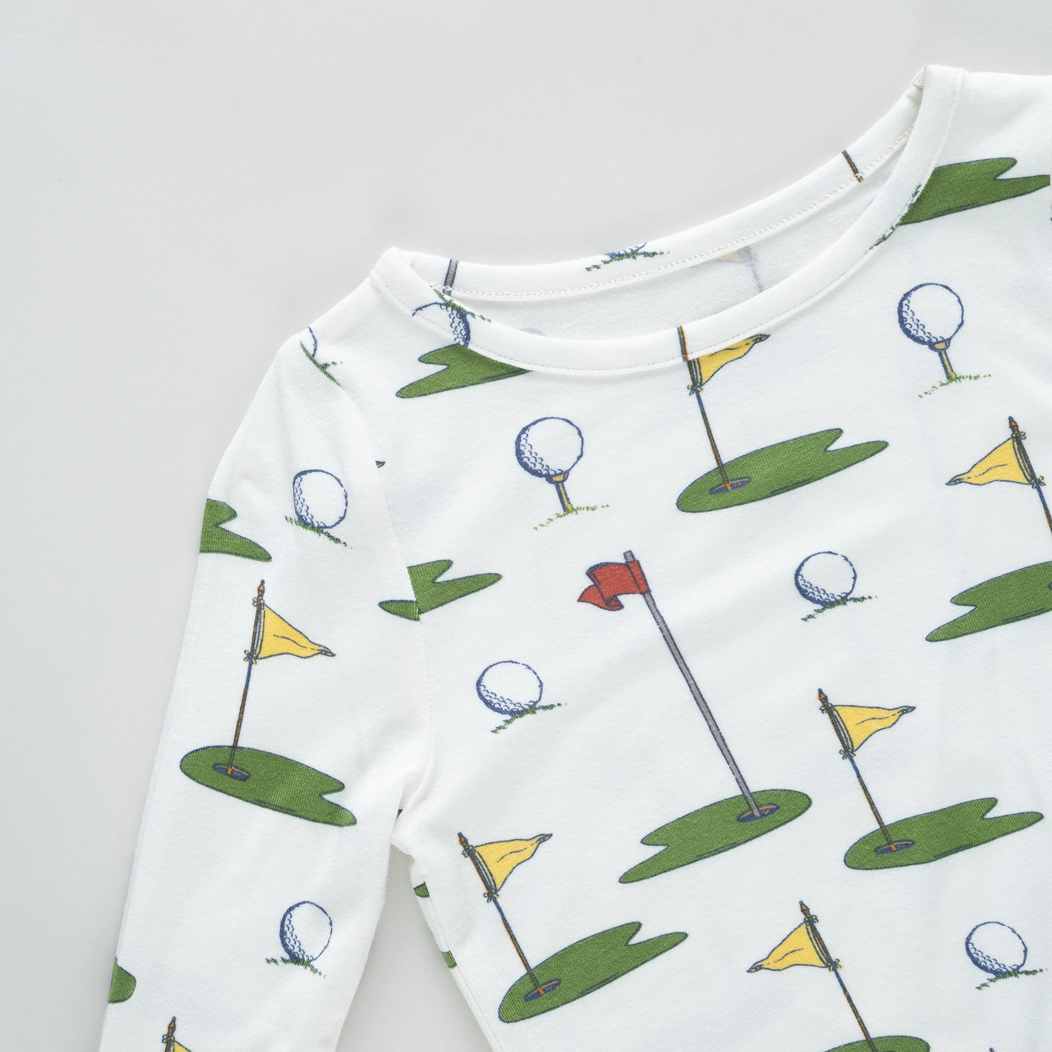 Kids Bamboo PJ Set - Cream Golf Tournament - Image 4