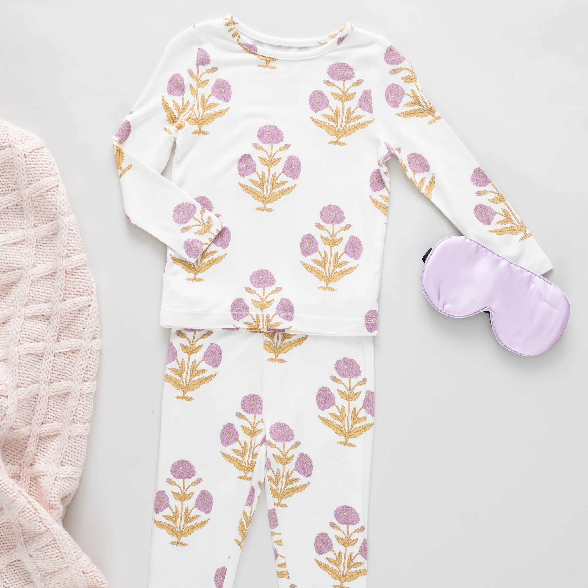 Kids Bamboo PJ Set - Lavender Dandelion - Image 3