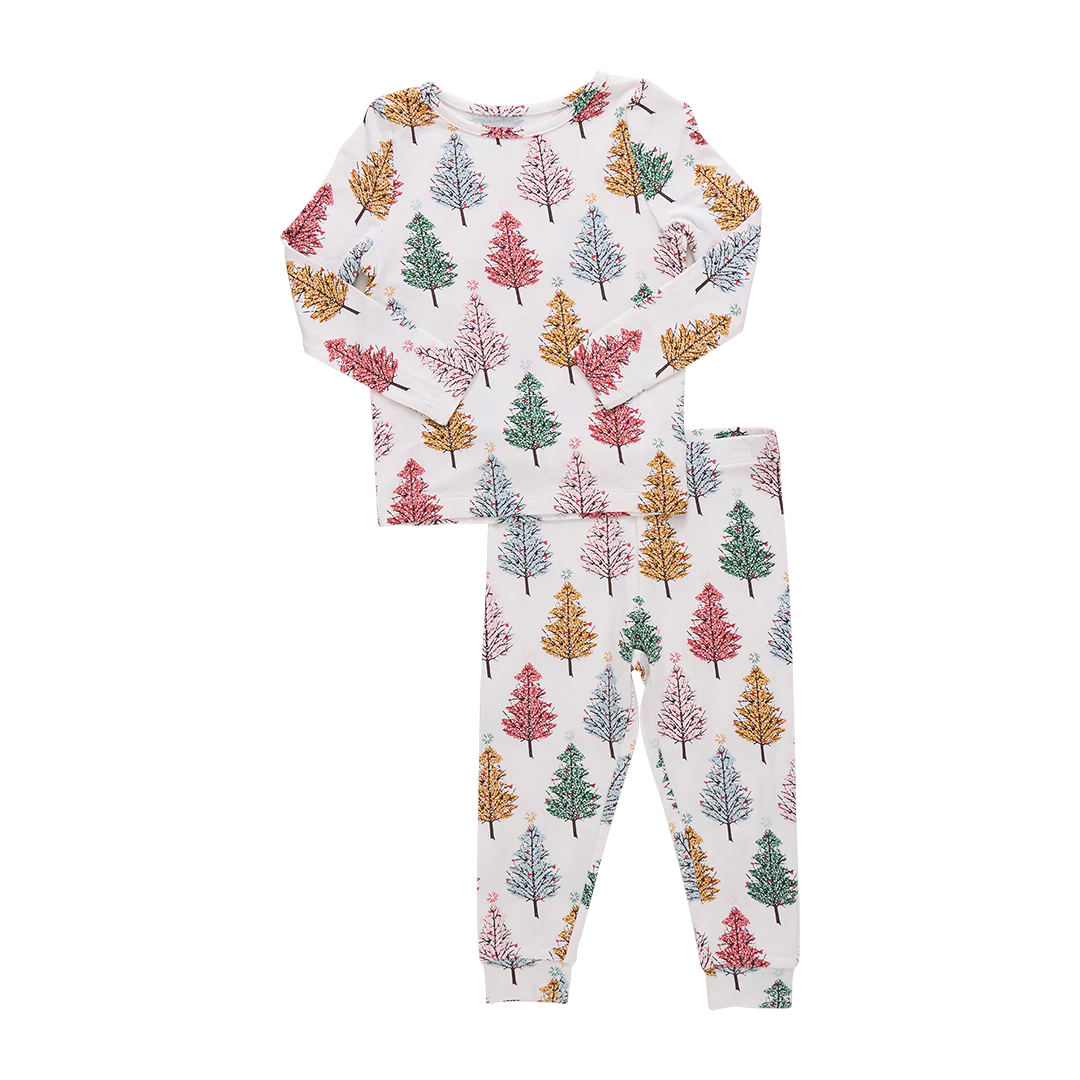 Kids Bamboo PJ Set - Multi Christmas Trees