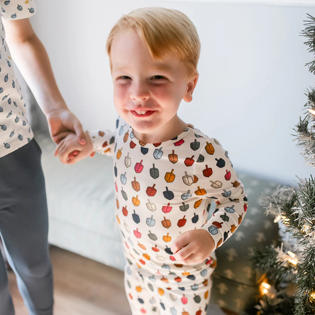 Kids Bamboo PJ Set - Multi Dreidels - Image 2