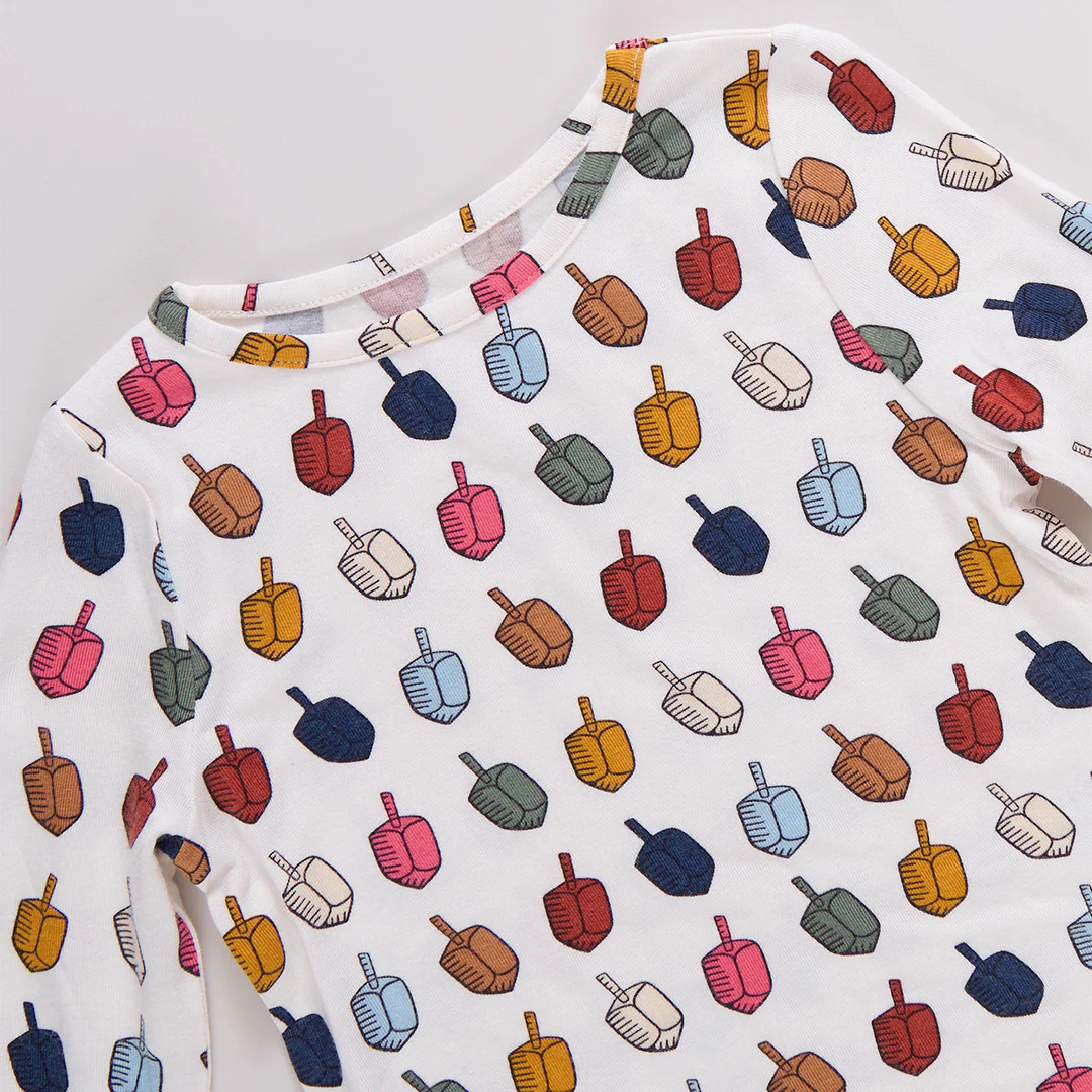 Kids Bamboo PJ Set - Multi Dreidels - Image 3