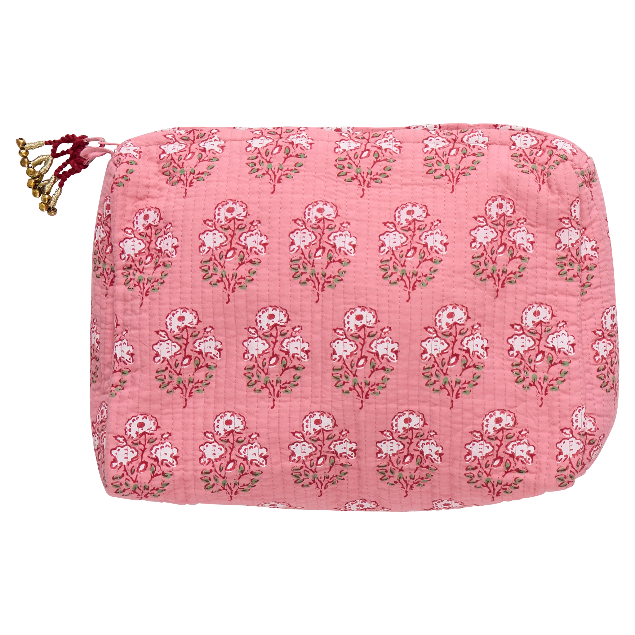 Large Quilted Pouch - Pink Strawflower