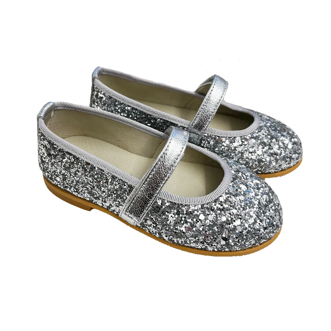 Leather Glitter Mary Jane - Argento Silver
