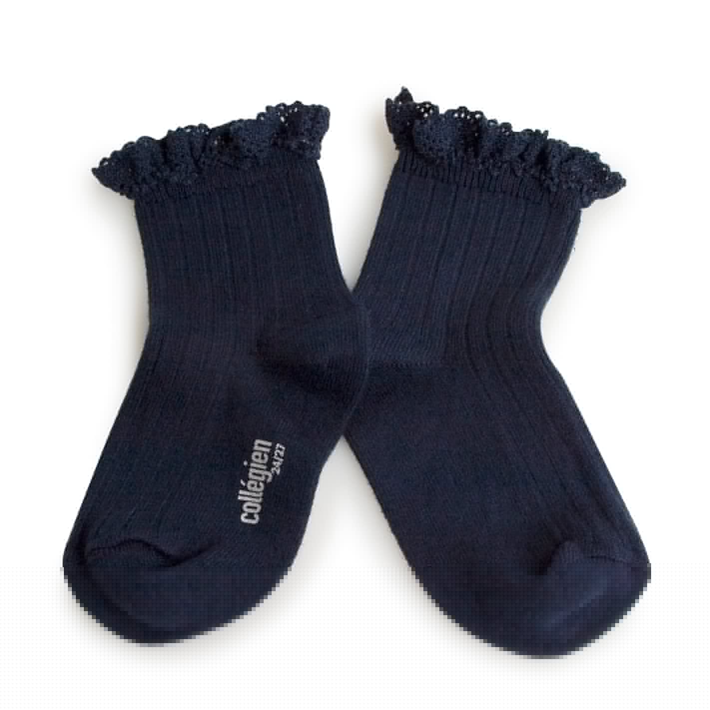 Lili Lace Ankle Socks - Navy