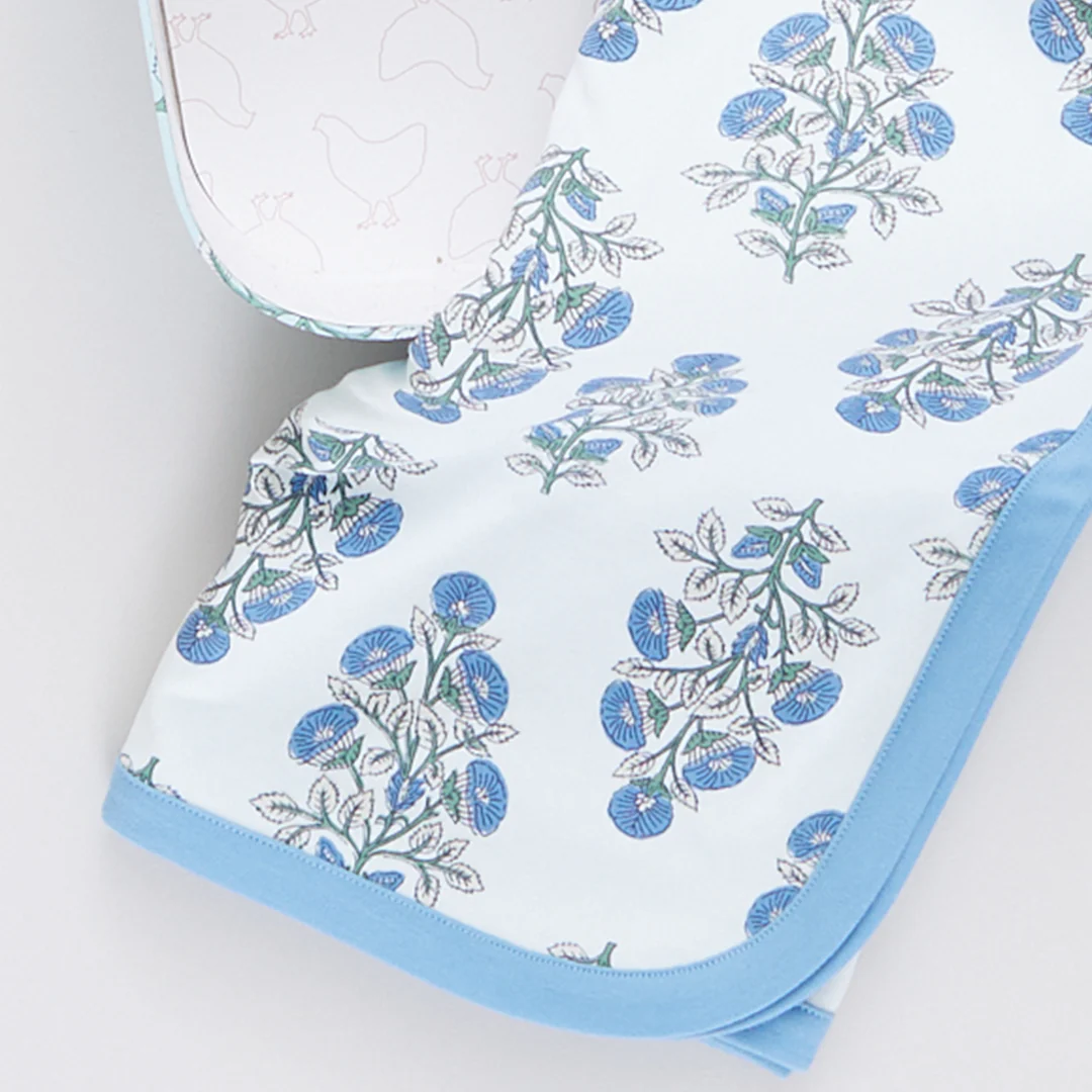 Nesting Box Baby Take Home Set - Blue Bouquet Floral Block Print - Image 6