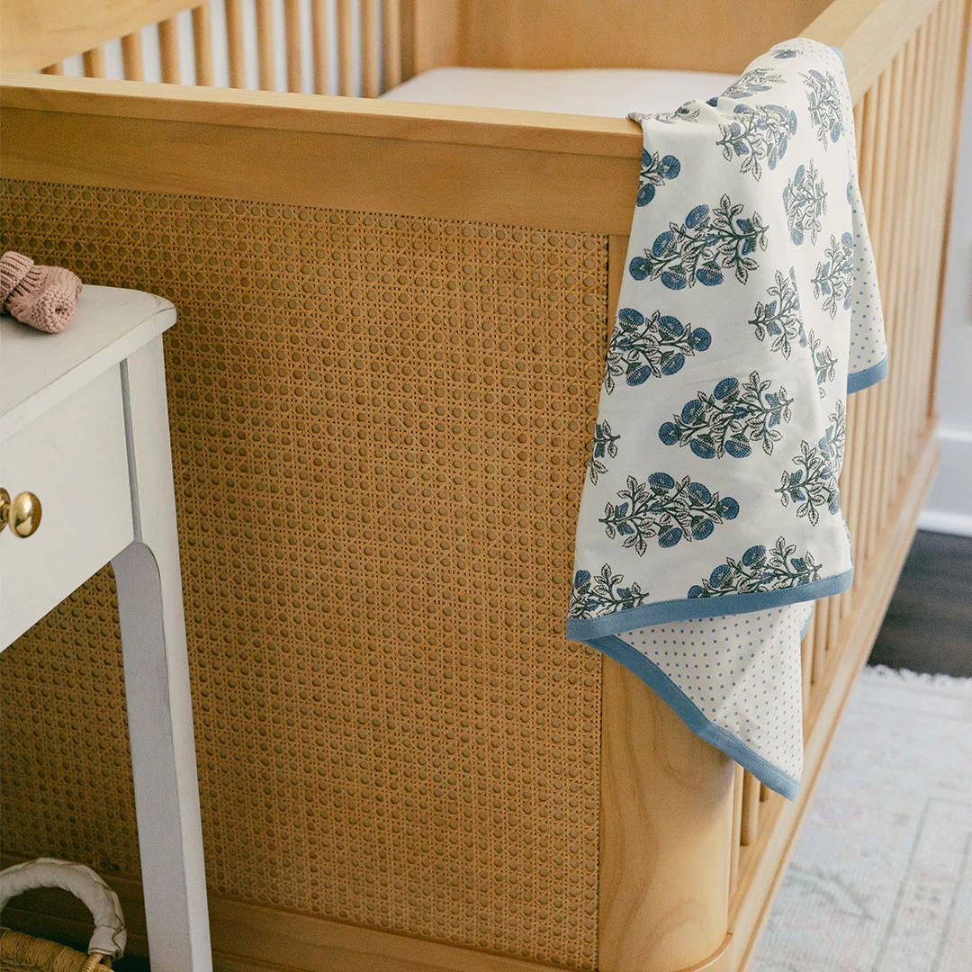 Nesting Box Baby Take Home Set - Blue Bouquet Floral Block Print - Image 8
