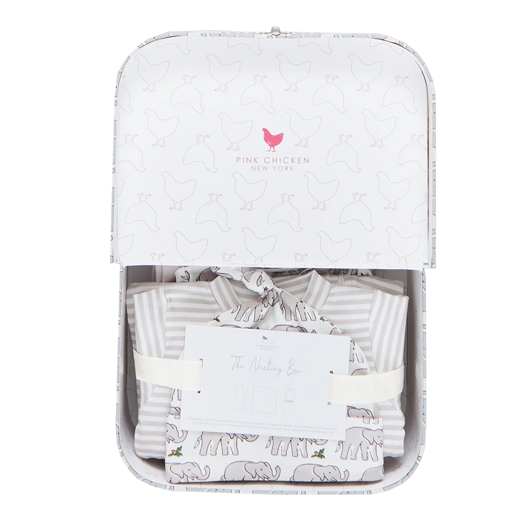 Nesting Box Baby Take Home Set - Elephant Block Print - Image 2