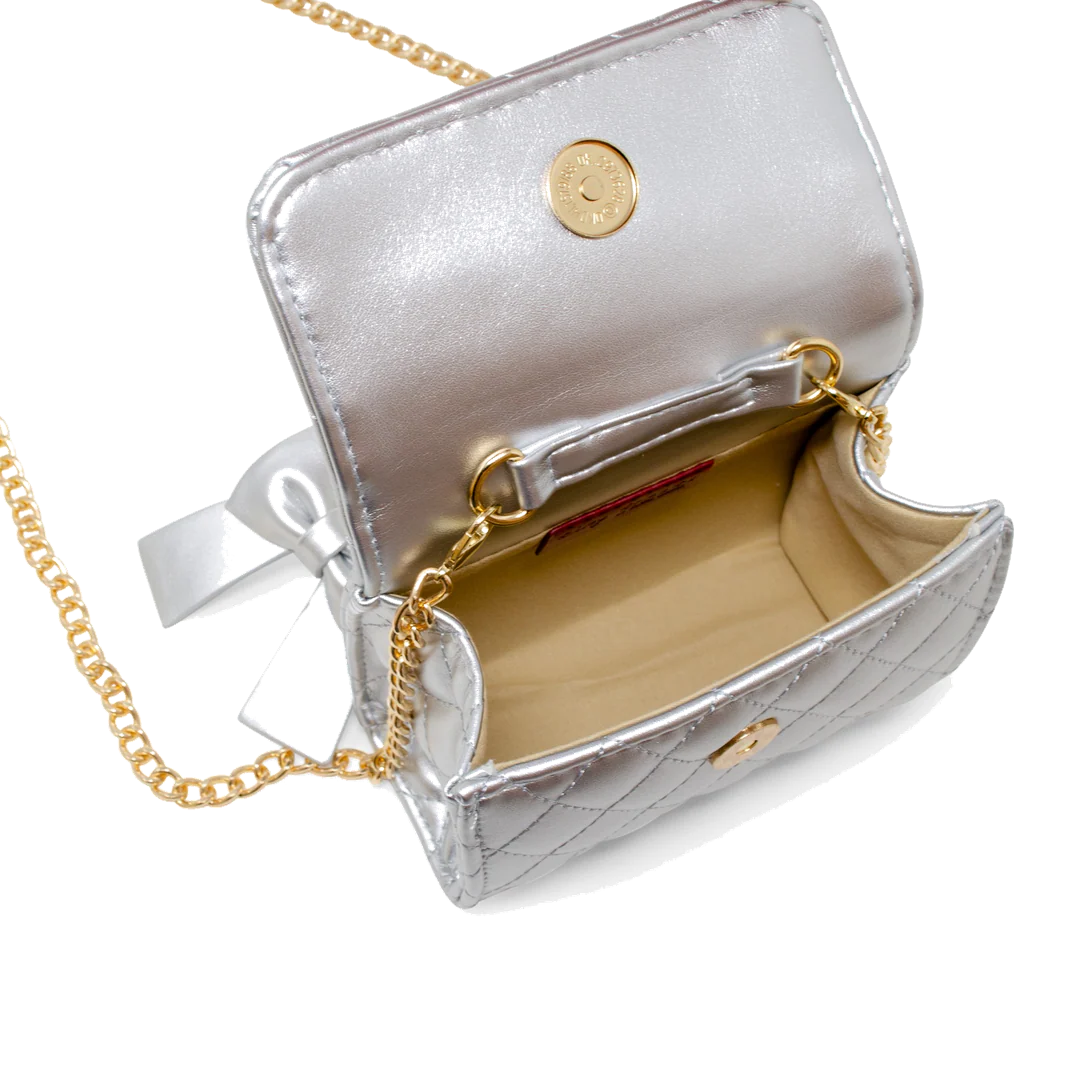 Quilted Leather Pearl Bag - Silver - Image 2