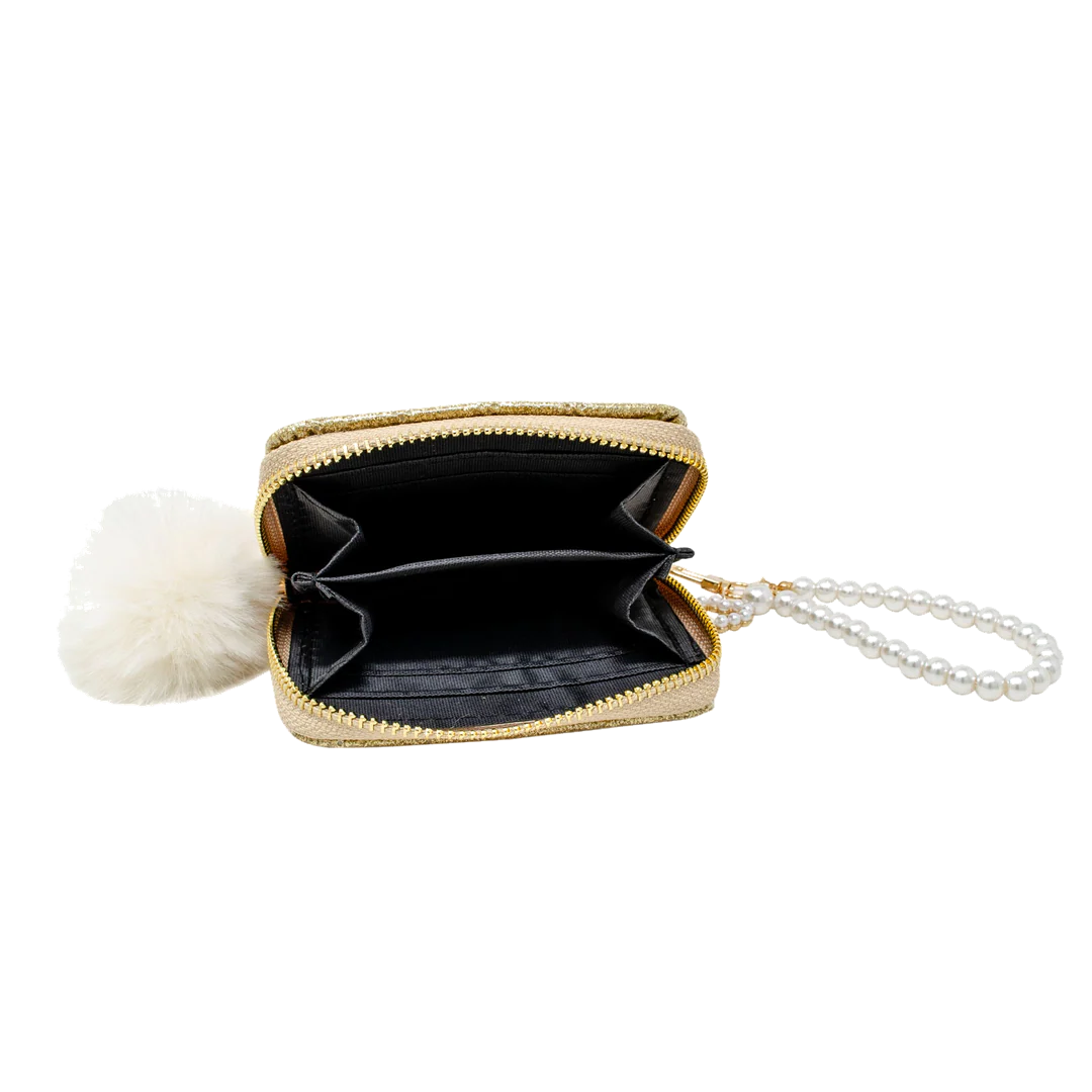 Quilted Pearl Strap Wallet - Gold - Image 2