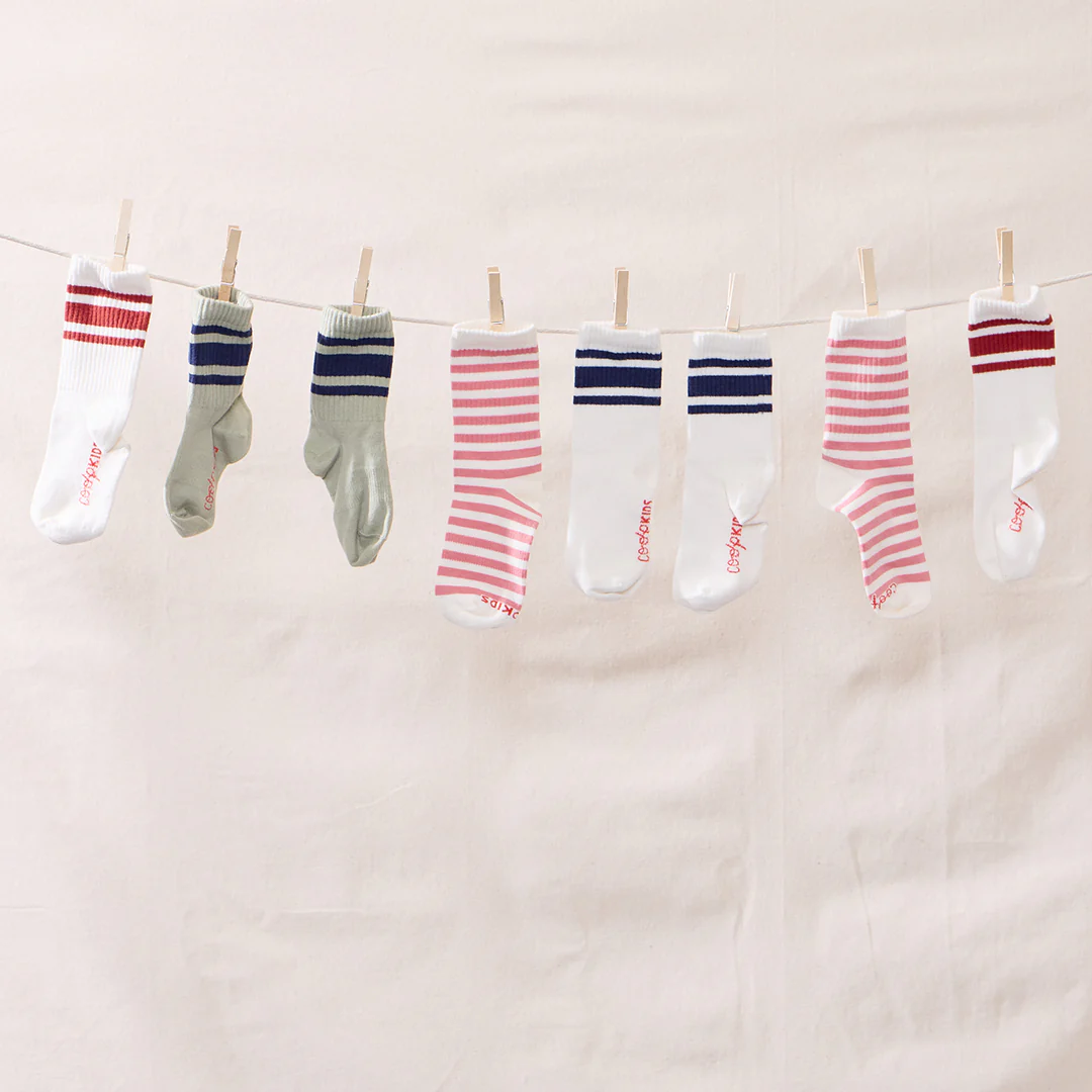 Scooter Mid Crew Sock - Navy Stripe - Image 3