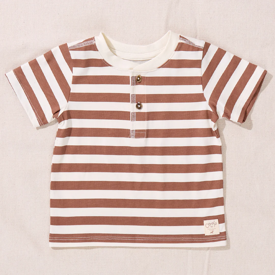 Scout Henley T-Shirt - Cocoa Stripe