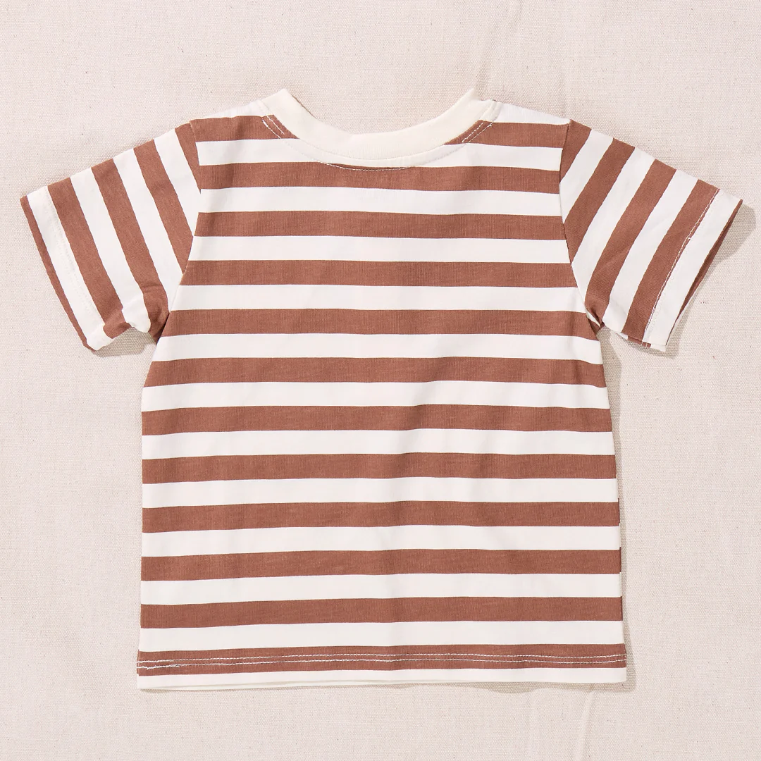 Scout Henley T-Shirt - Cocoa Stripe - Image 5