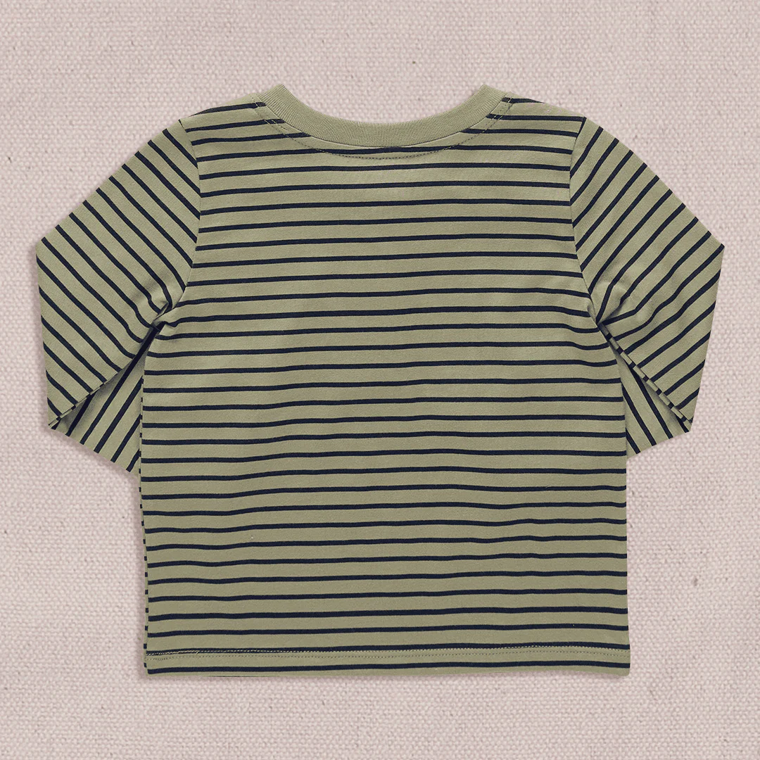 Scout Long Sleeve Henley T-Shirt - Green Mini Stripe - Image 6