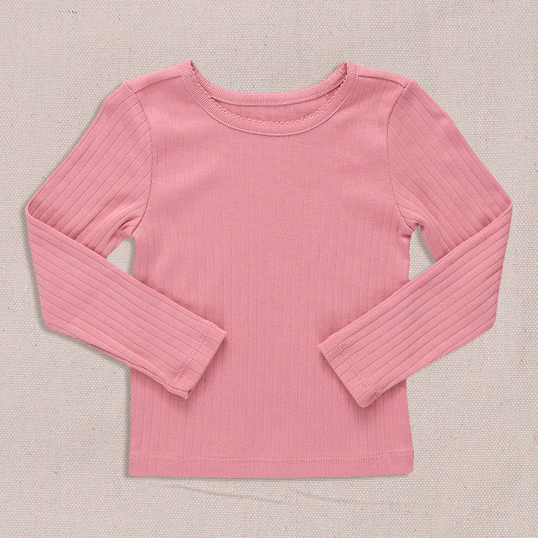 Seesaw Long Sleeve Rib T-shirt - Dark Pink