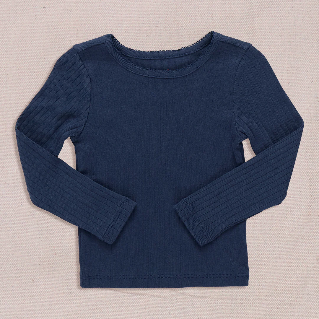 Seesaw Long Sleeve Rib T-shirt - Navy